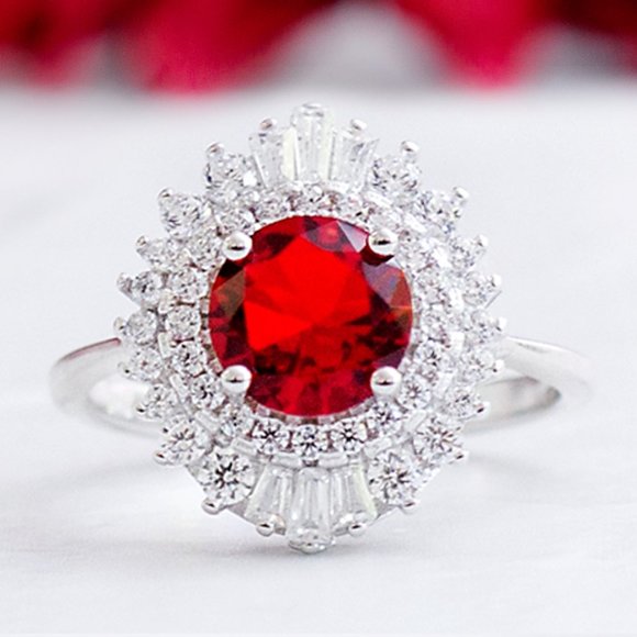 Vintage Style Ruby Ring, 925 Sterling Silver size 5 - Picture 1 of 9